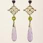 11. Earpieces, 18kt gold, amethysts, black diamonds, peridot 