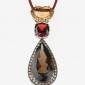 2. Pendant, 18kt gold, citrine, garnet, smoked quartz, cognac diamonds 