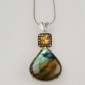 8. Pendant, 18kt gold, labradorite, citrine, cognac diamonds 