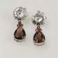 11. Earpieces, 18kt gold, smoked quartz, garnets 