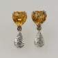 15. Earpieces, 18kt gold, citrines, diamonds 