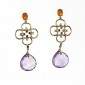 14. Earpieces, fire opals, black diamonds amethysts 