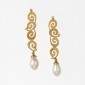11. Earpieces, 18kt gold, diamonds, pearls 