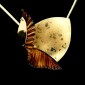 5. Neckpiece/brooch, silver 830o, pleated coloured stainless steel