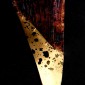 2. Broοch, 18kt gold, pleated coloured stainless steel