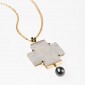 5. Pendant / cross, 18kt gold, crystallized agate, black diamonds, south sea pearl 