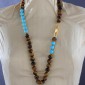 15. Neckpiece, tiger eye, turquoise, gold plated silver 925o 