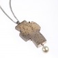 6. Pedant / cross, 18kt gold, crystallized agate black diamonds, pearl 