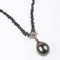 7. Neckpiece, 18kt gold, uncut black diamonds, diamonds, south sea pearl 