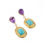 11. Earpieces, gold plated, gold plated silver 830o amethysts, mother of pearls, amazonite 