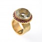 4. Ring, 18kt gold, prasiolith, rubies 