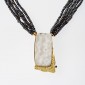 4. Neckpiece, 18kt gold, crystallized agate, black diamond, pearls