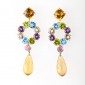 6. Earpieces, 14kt gold, citrines, blue topaz, peridot, amethyst 