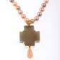 15. Pendant / Cross, 18kt gold, pearls, crystallised agate, diamonds, moonstones 