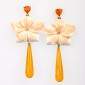 2. Earpieces, 18kt gold, fire opals, coral flowers, amber, diamonds 