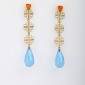 9. Earpieces, 18kt gold, fire opals, blue topaz 