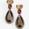 earpieces, 18kt white gold, citrines, garnets, smoked quartz, cognac diamonds