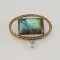 brooch, 18kt white gold, labradorite, citrines