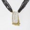 pendant/brooch, 18kt gold, crystallised agate, black diamond, pearls