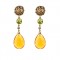 earpieces, 18kt gold, peridot, diamonds, fire opal drops