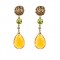 earpieces, 18kt gold, peridot, diamonds, fire opal drops