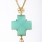 pendant/cross, 18kt gold, blue chalcedony, diamonds, South Sea pearl