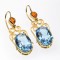 earpieces, 18kt gold, fire opals, blue topaz