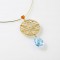 pendant, 18kt gold, fire opals, diamonds, blue topaz